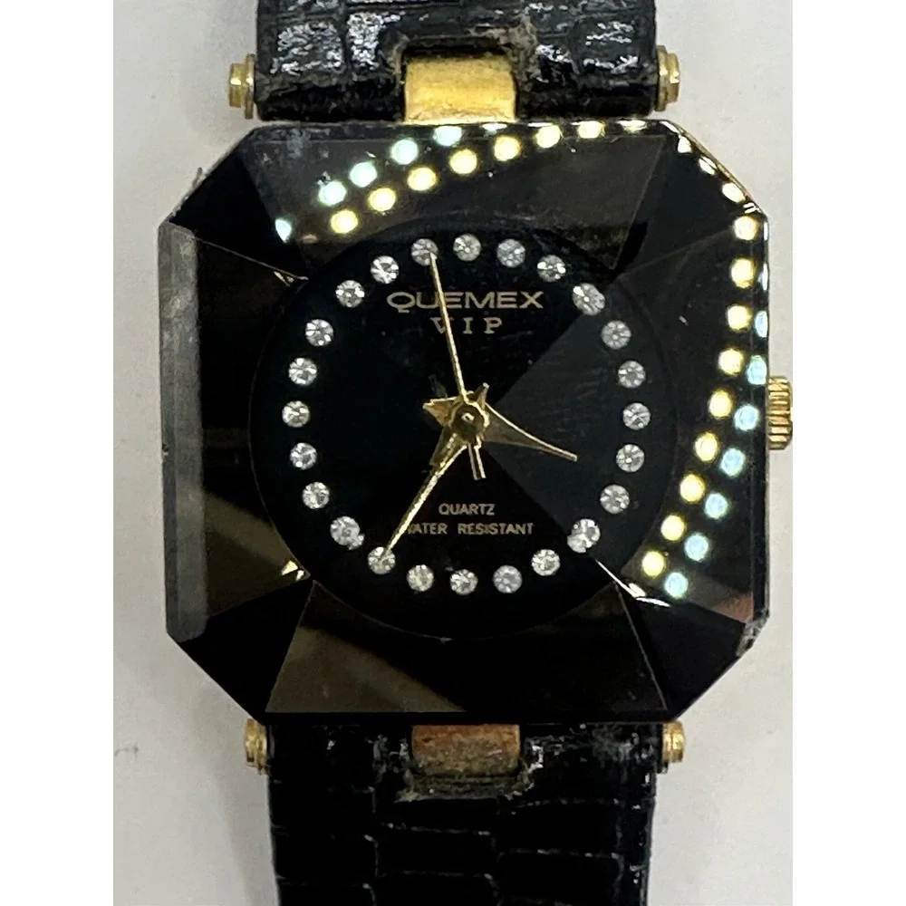 Quemex Vip‎ Womens Watch New Battery 27MM 18K Gold Plated 7.25